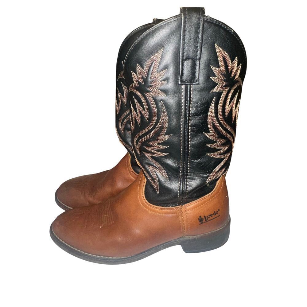 Laredo 4248 Men’s Cowboy Boots Brown Black Western Leather Boots Size 9 EW